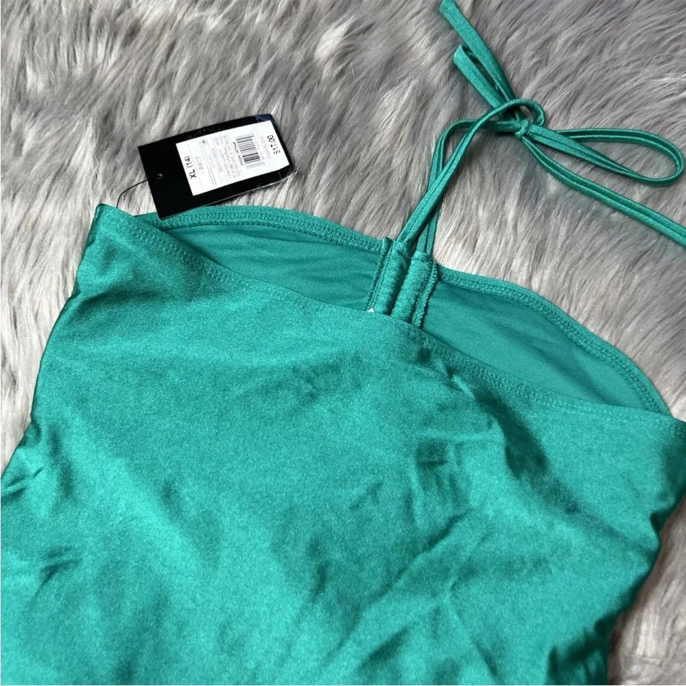 Art Class Target Girls Green One Piece Cut Out Halter Swimsuit XL 14